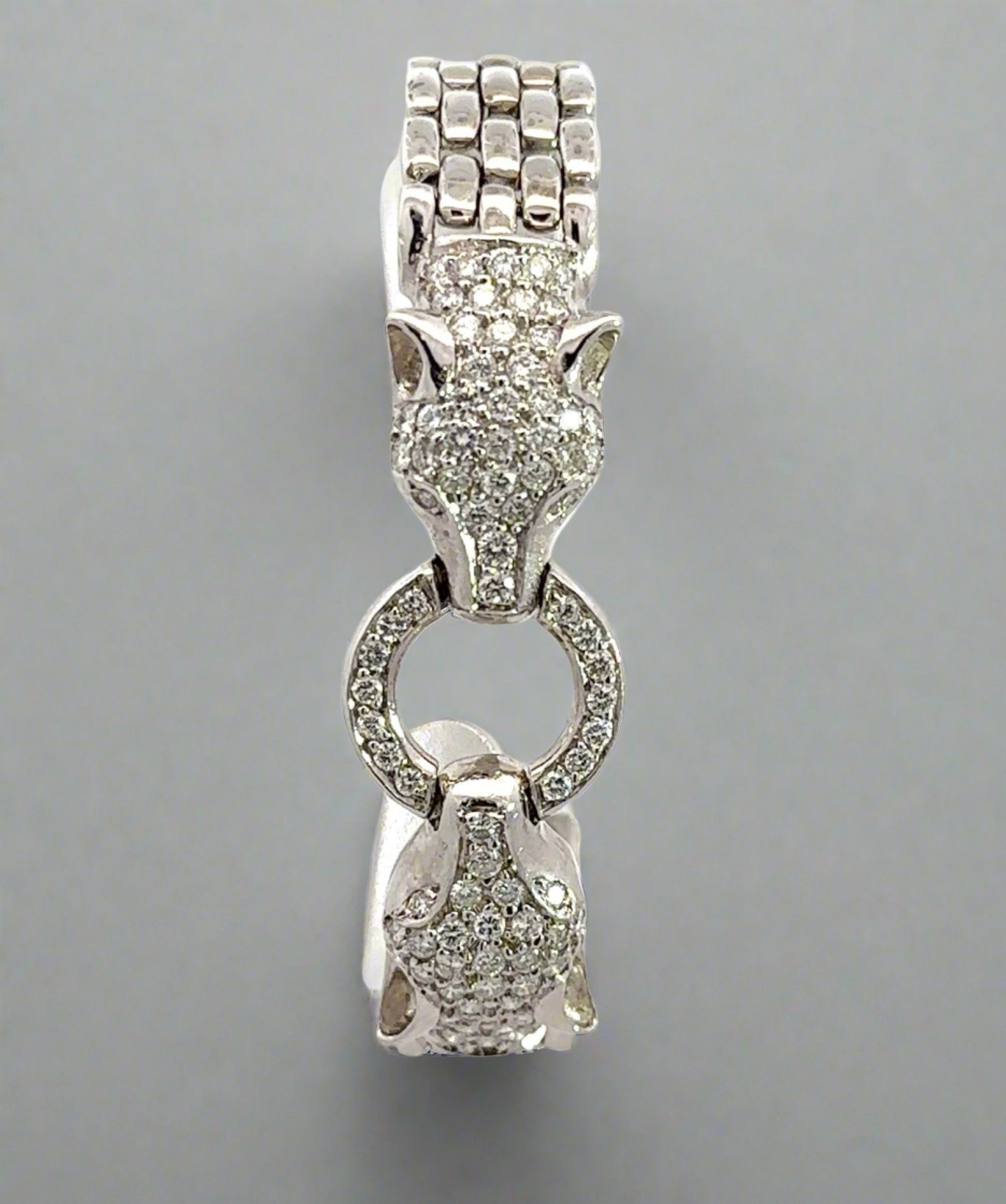 Front view of diamond panther bracelet