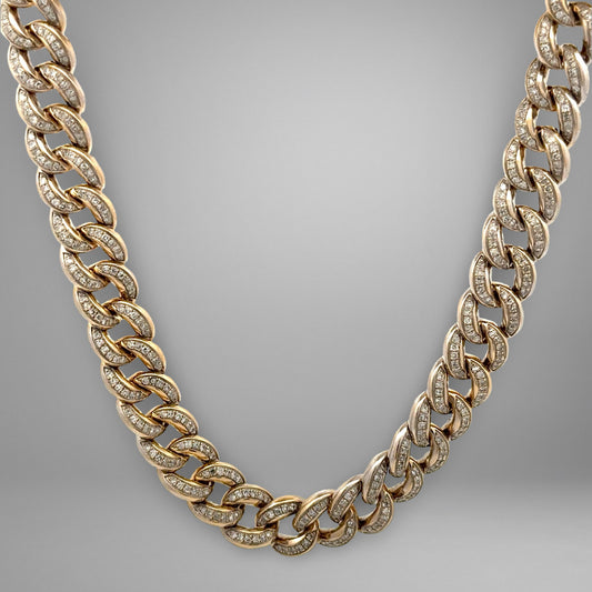 10K Yellow Gold 5TCW Pave' Diamond Cuban Link Chain