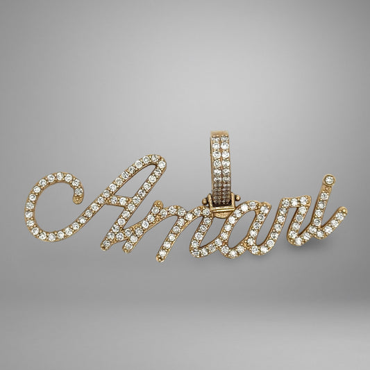 Amari name pendant with diamonds