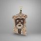 yellow and rose gold jesus face pendant with diamonds and dark enamel