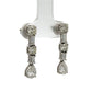 Diamond earrings on a white stand against a white background