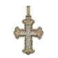 Decorative cross pendant with diamonds on a white background