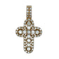 Diamond-studded cross pendant on a white background