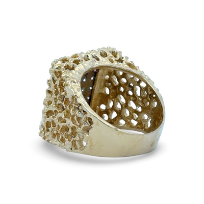 Back of gold nugget ring with cosmetic wear