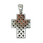 Back of white gold cross pendant with 14K stamp and scratches on gold