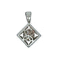 Back of white gold pendant with floral design and 18K stamp