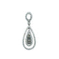 Teardrop-shaped diamond pendant on a white background