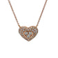 Rose gold heart-shaped necklace with diamonds on a white background