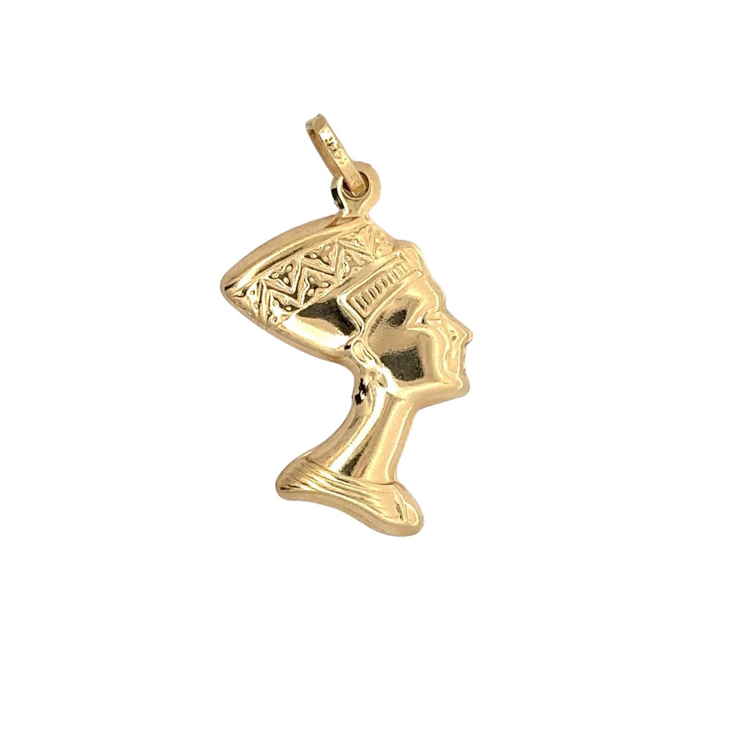 back of yellow gold nefertiti pendant