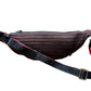 Back of belt bag with red + black textured design