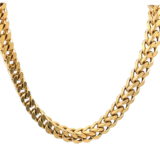 Hanging square yellow gold franco chain