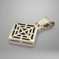 White gold pendant with geometric design on a gray background