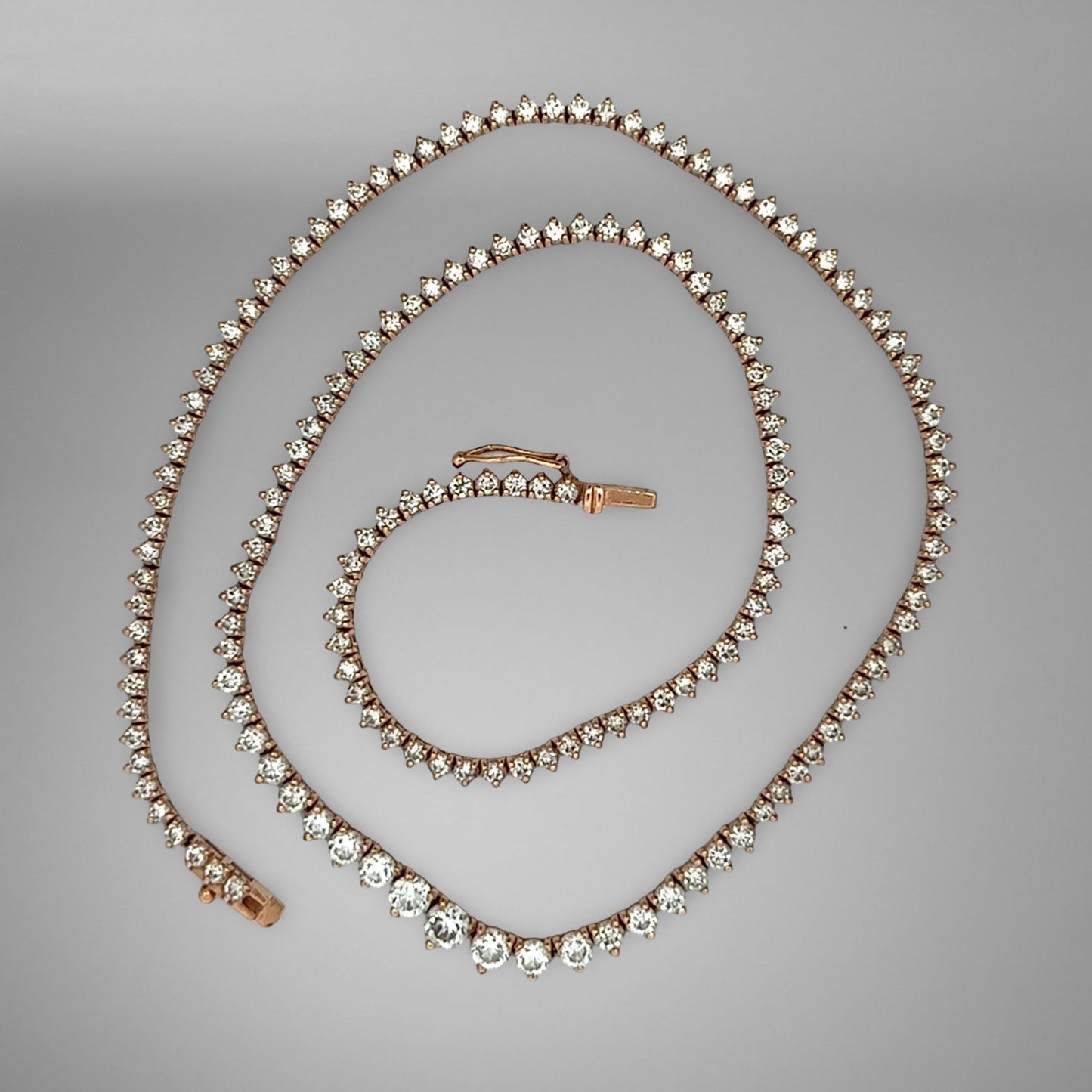 Diamond necklace on a gray background