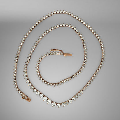 Diamond necklace on a gray background