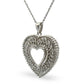 Heart-shaped diamond pendant on a white background