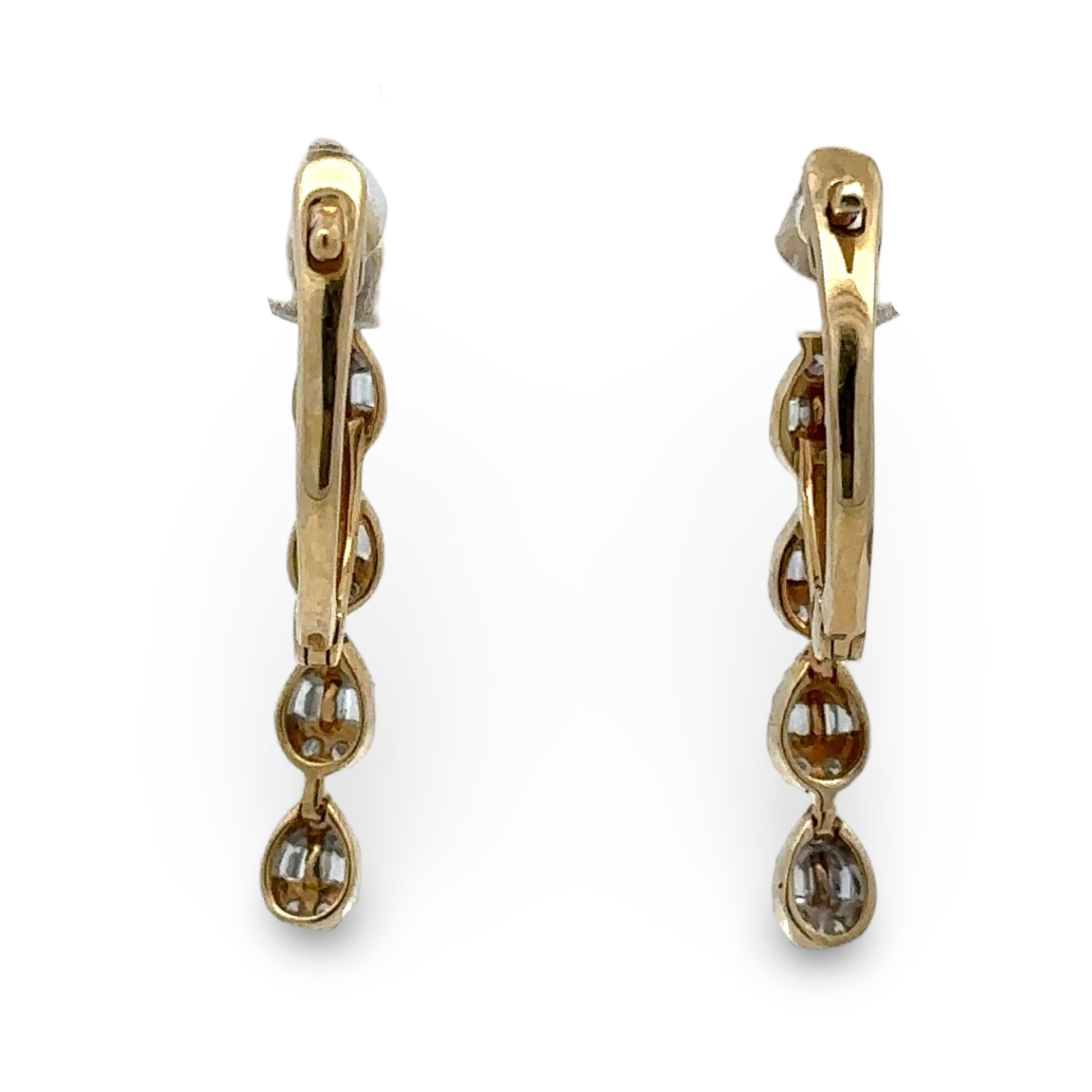 Back of gold hoop dangle earrings