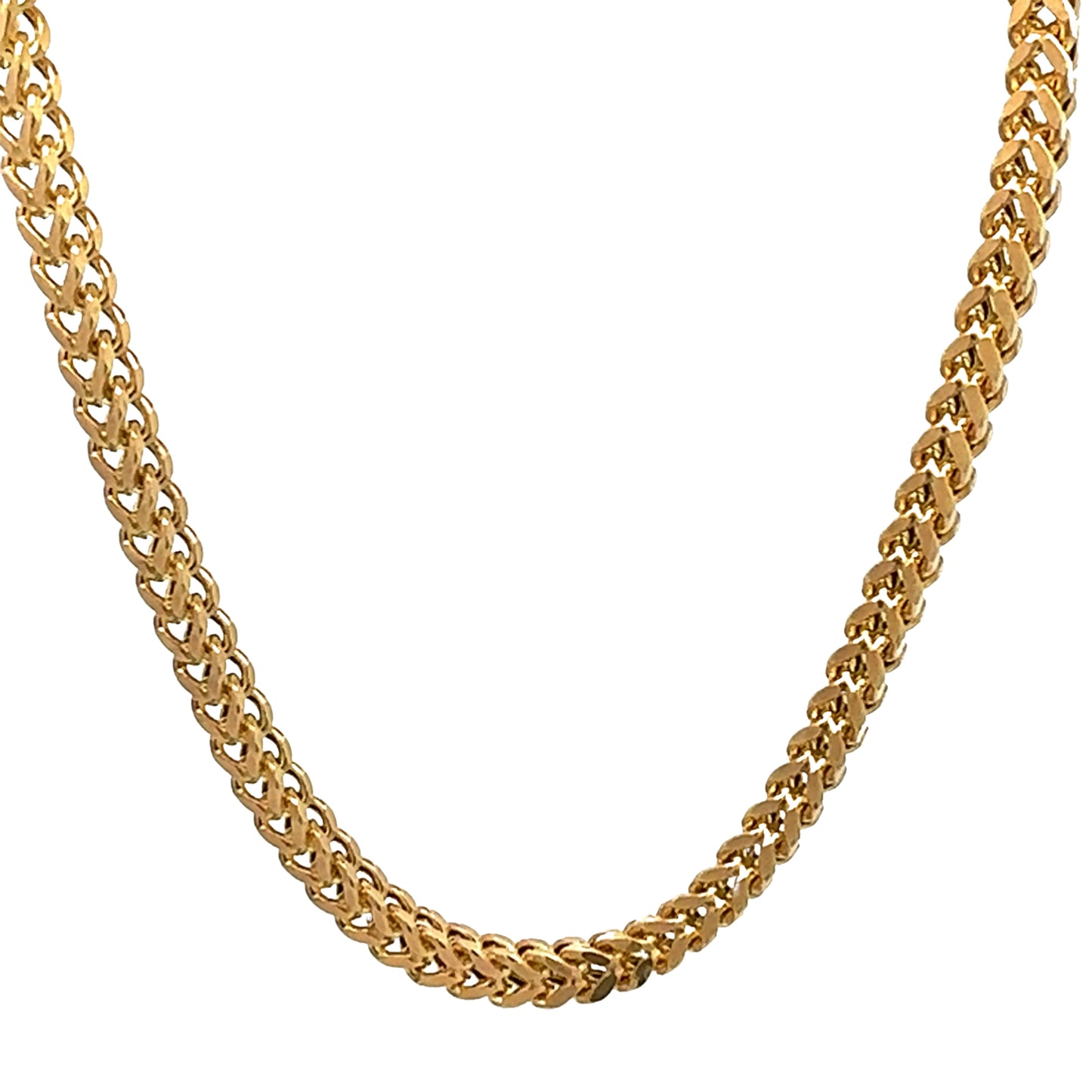 Hanging yellow gold thick square franco chain