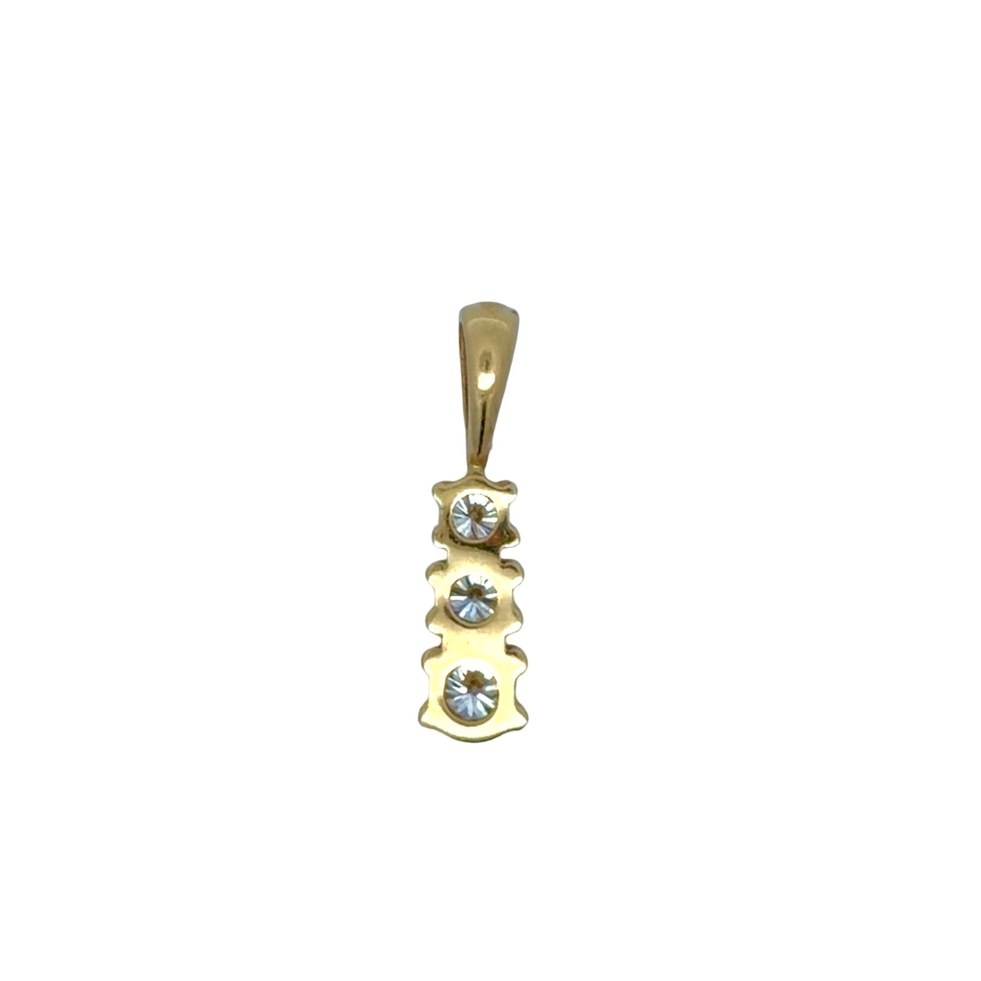 Back of gold pendant with 3 round diamonds