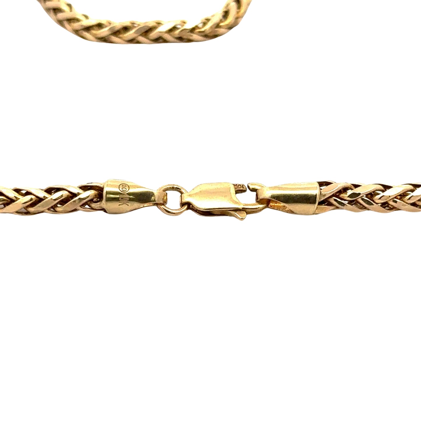 close up of 10k yellow gold lobster clasp