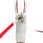 Side of white mini tote with detachable crossbody strap