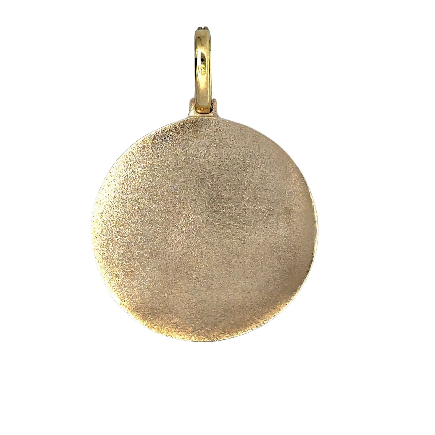 Back of photo pendant with textured gold