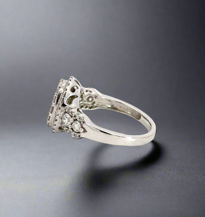 Side of white gold ring with light scratches on the shank
