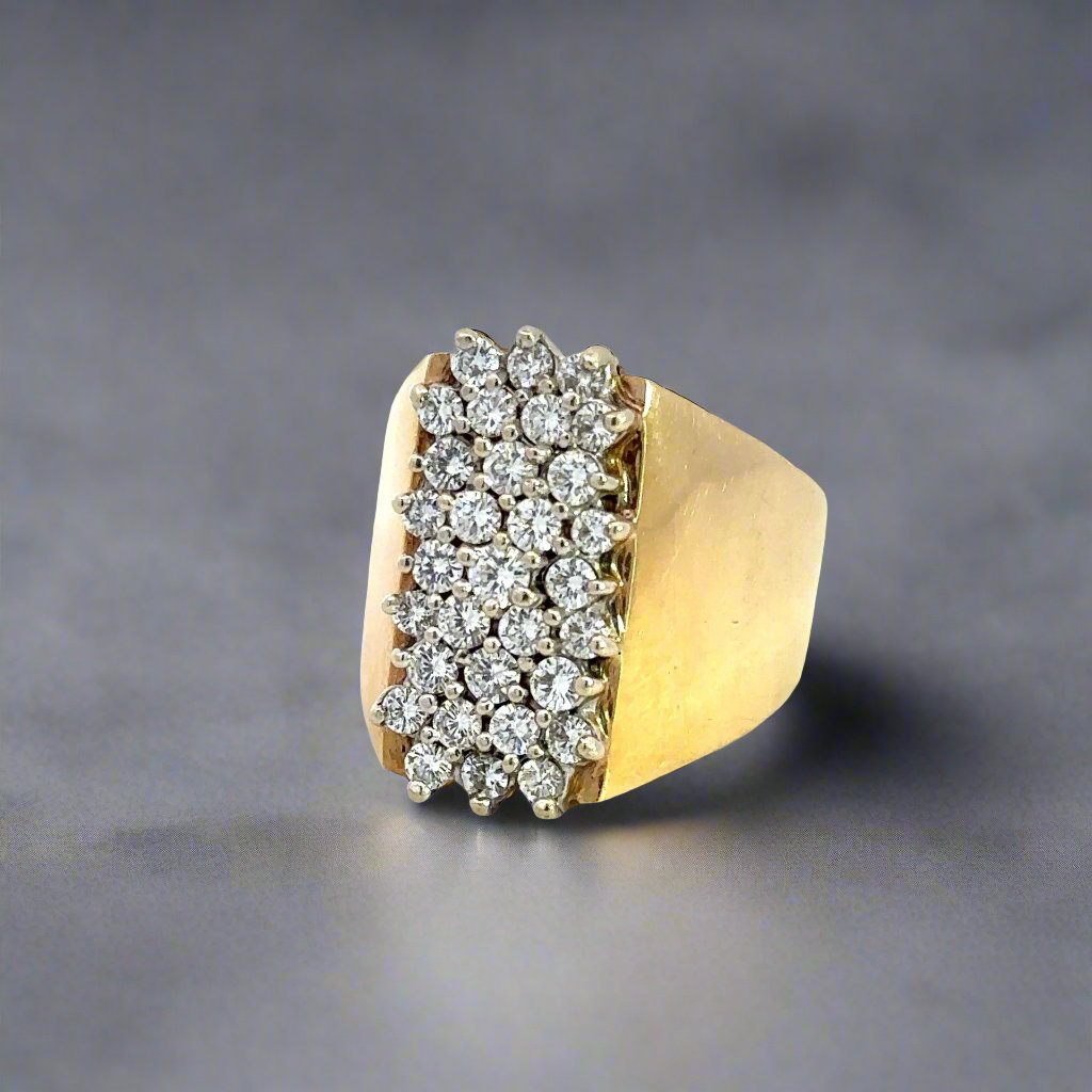 Diagonal view of diamond fashion cluster ring