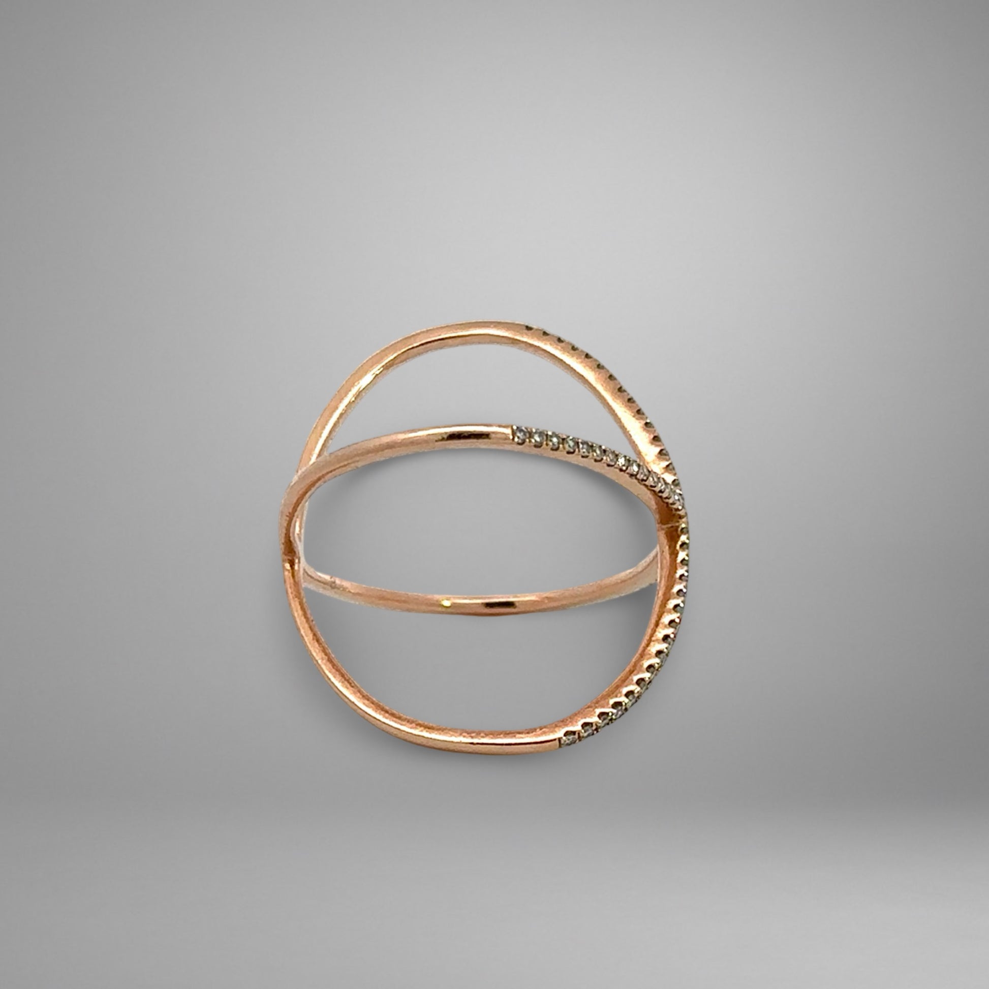 Rose gold diamond ring on the side