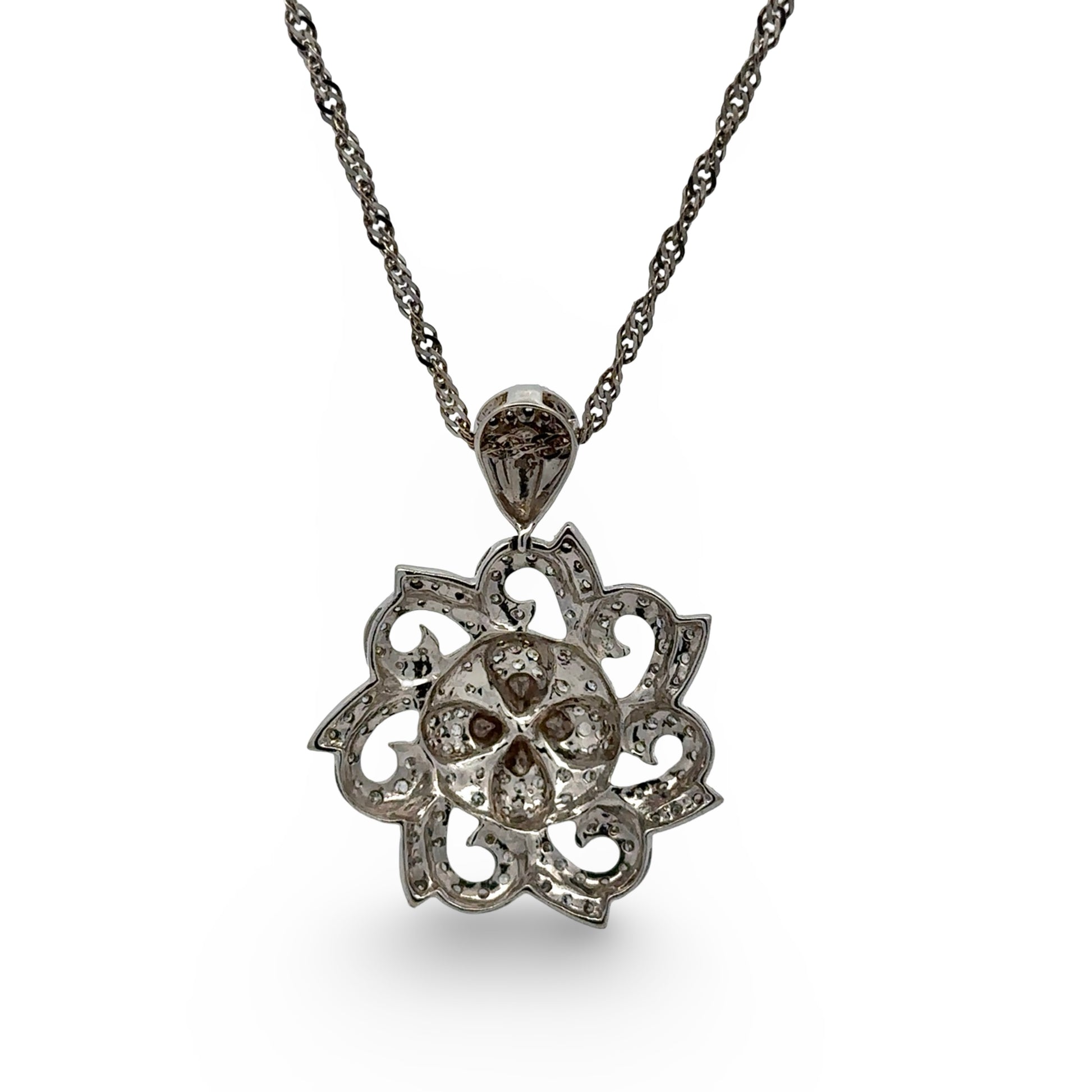 Back of white gold necklace