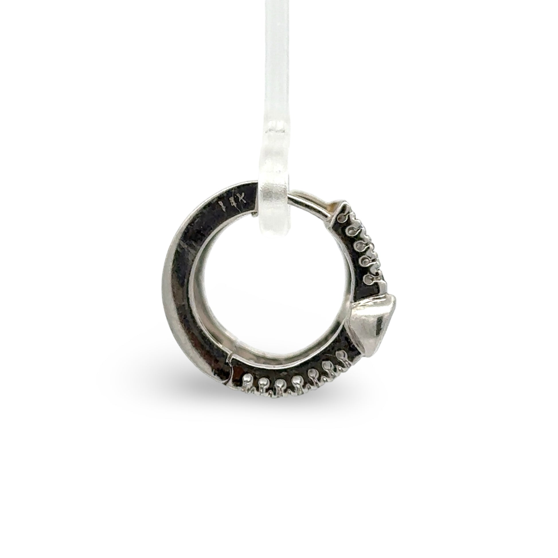 Side of diamond hoops with 14K stamped