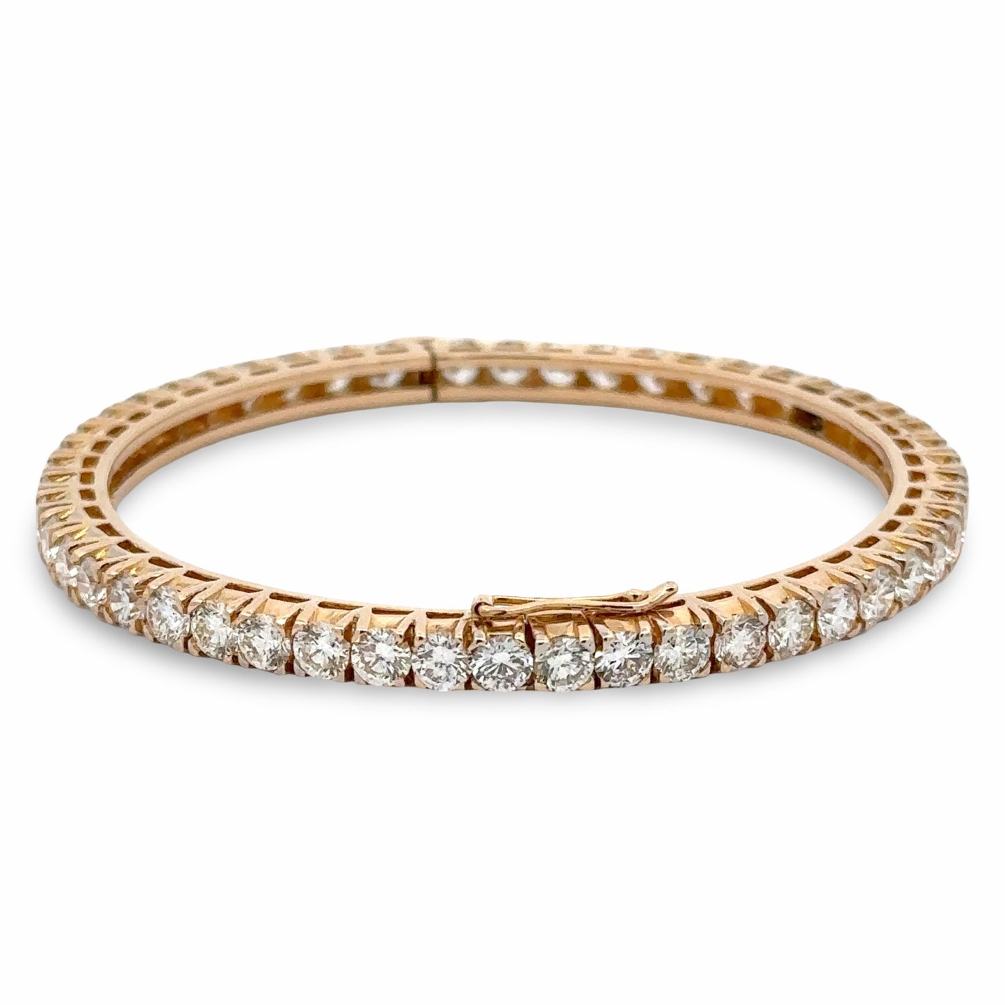 Diamond tennis bangle bracelet with 1 safety lock