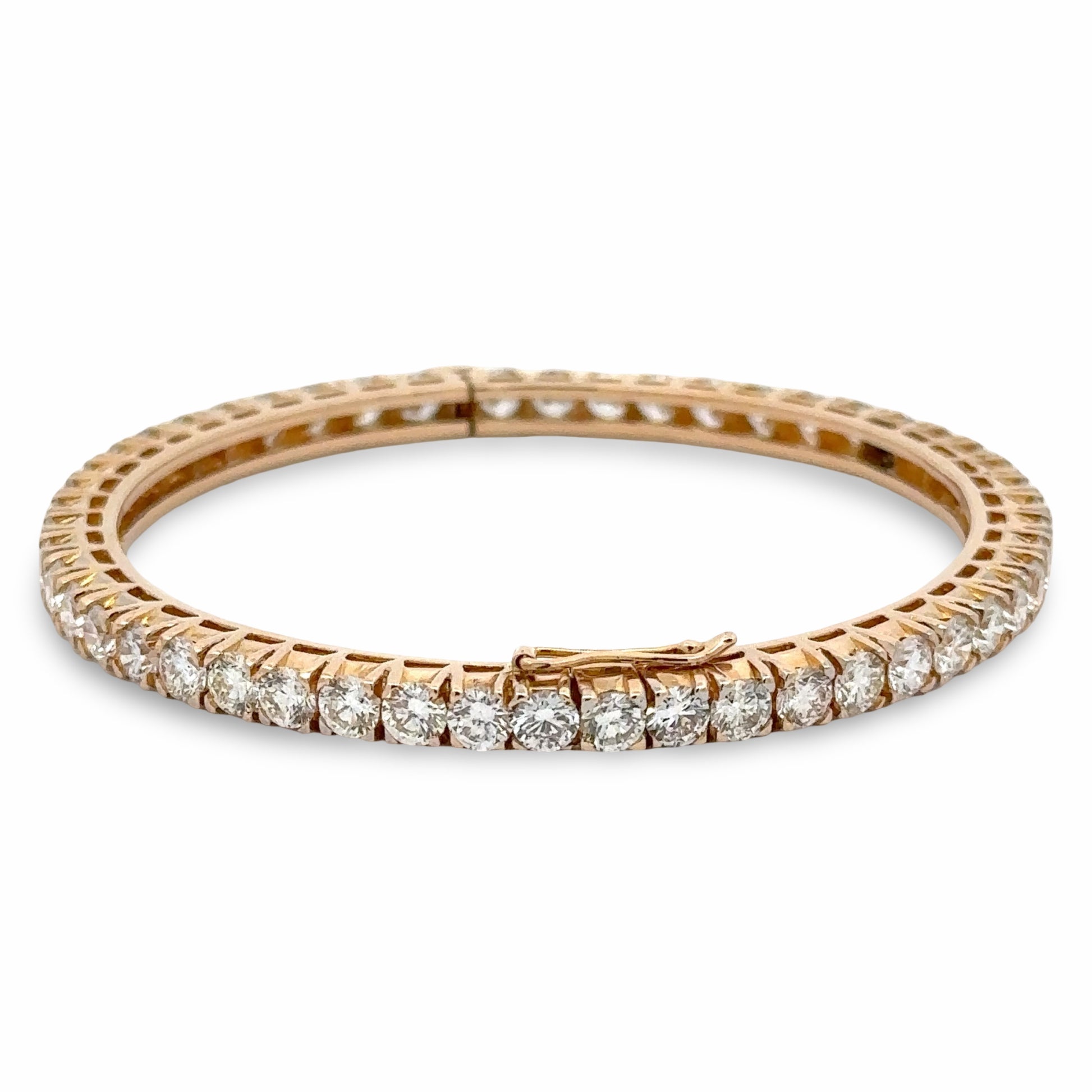 Diamond tennis bangle bracelet with 1 safety lock