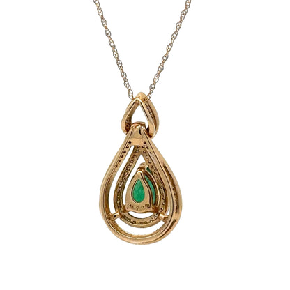 Back of yellow gold teardrop pendant with 14K stamp