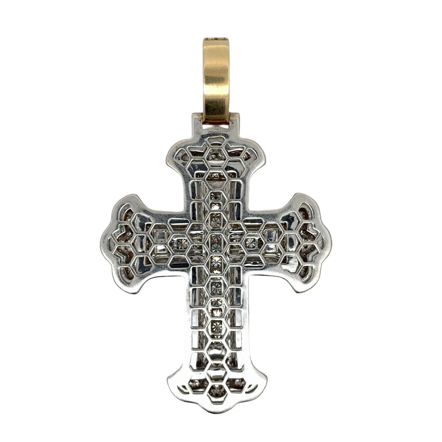 Back of pendant in white gold with a yellow gold bail