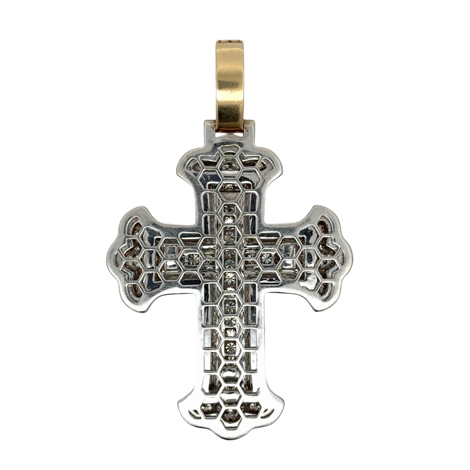 Back of pendant in white gold with a yellow gold bail