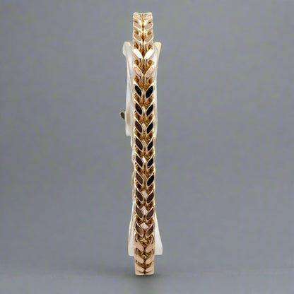 Front of yellow gold square franco bracelet