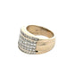 white gold ring with 6 rows of princess-cut diamonds and 18K stamp inside band
