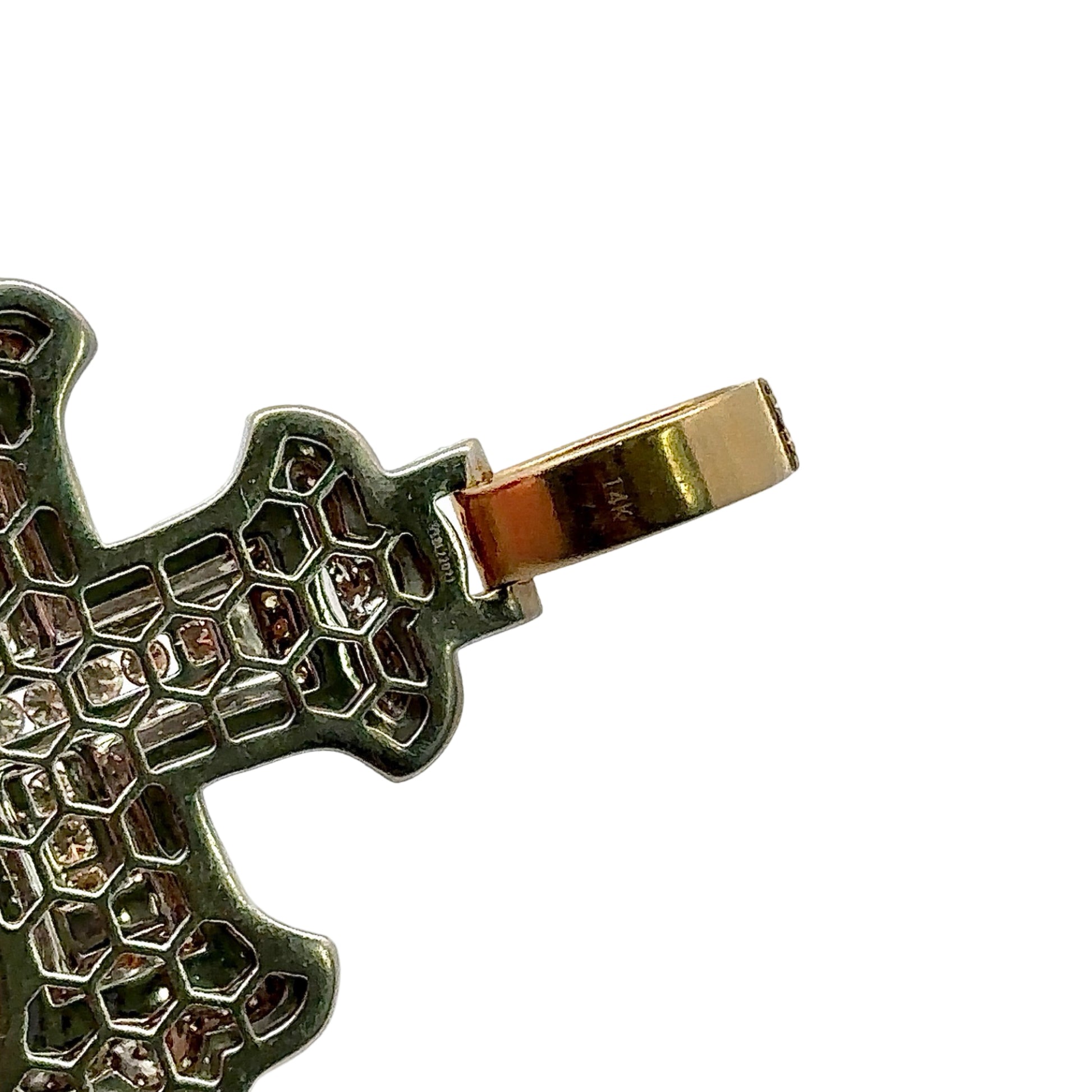 Close up of 14K stamp on bail