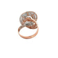 Bottom of ring with rose gold band. There are 2 marks on bottom of ring (as pictured)