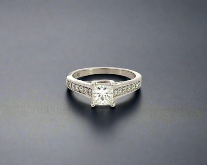 Front of princess-cut diamond ring