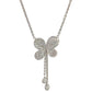 White gold link necklace with a diamond white gold butterfly and 2 diamond dangles