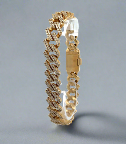Diagonal view of diamond cuban link bracelet