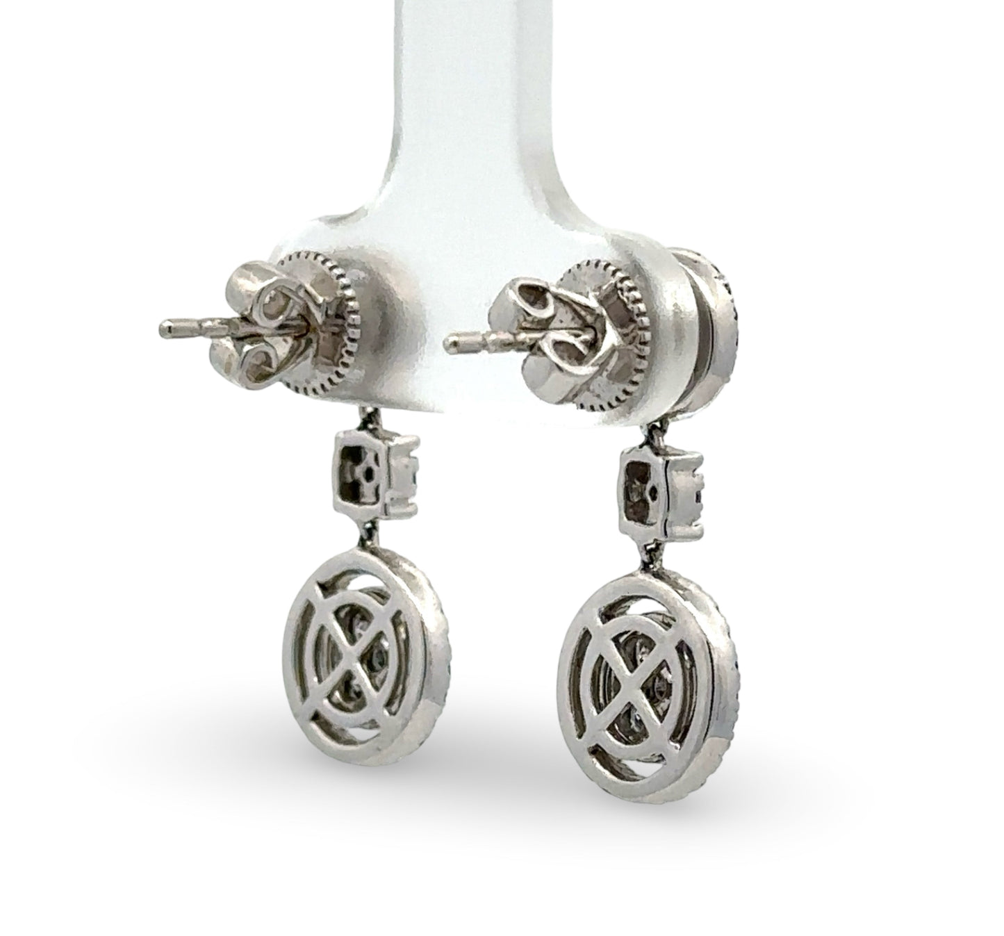 Back of white gold drop earrings