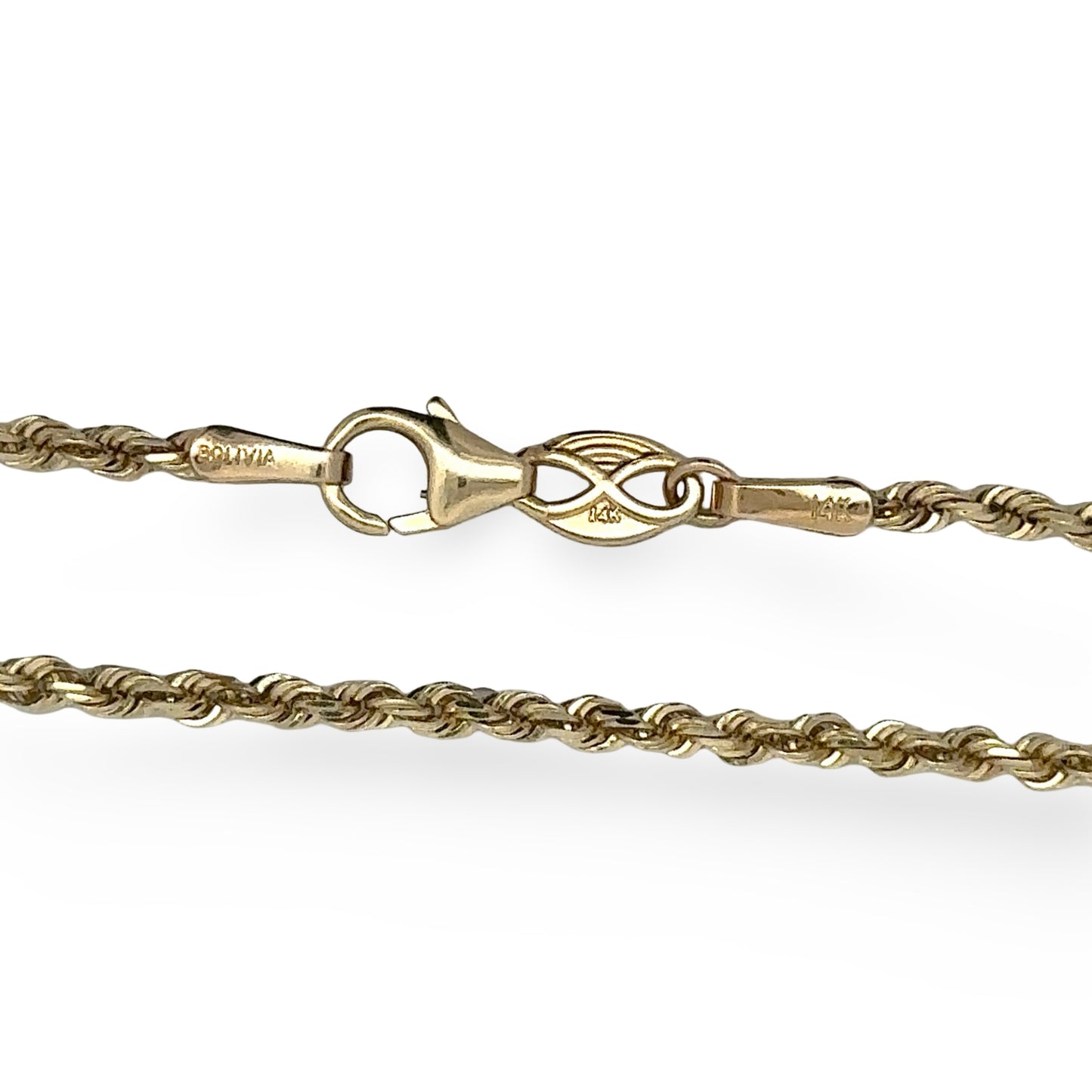 Gold rope chain with lobster clasp and 14K stamp