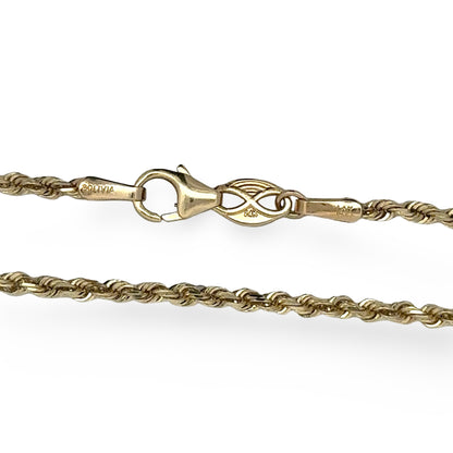 Gold rope chain with lobster clasp and 14K stamp