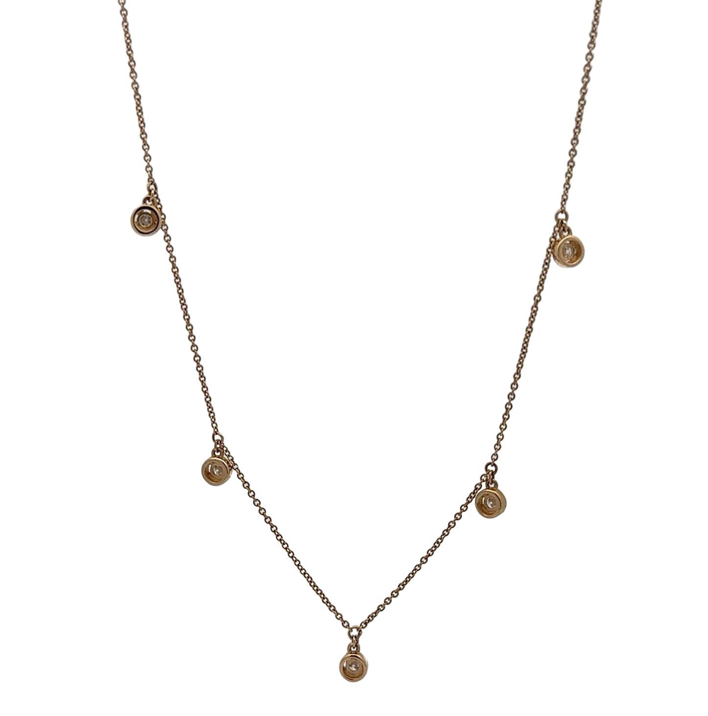 Back of necklace with small round diamonds