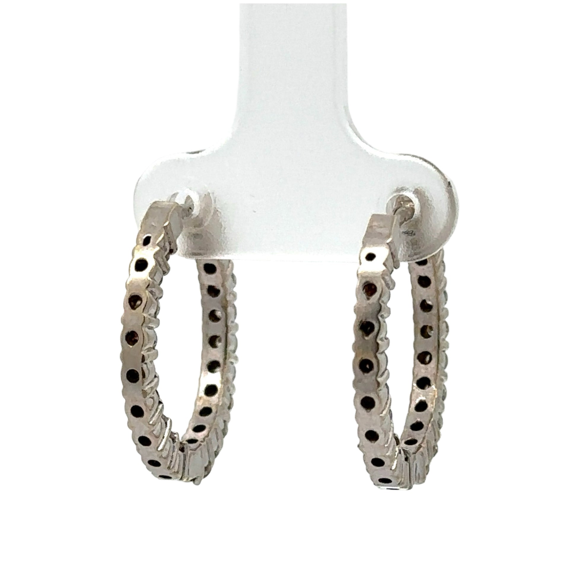 Back of white gold diamond hoop earrings