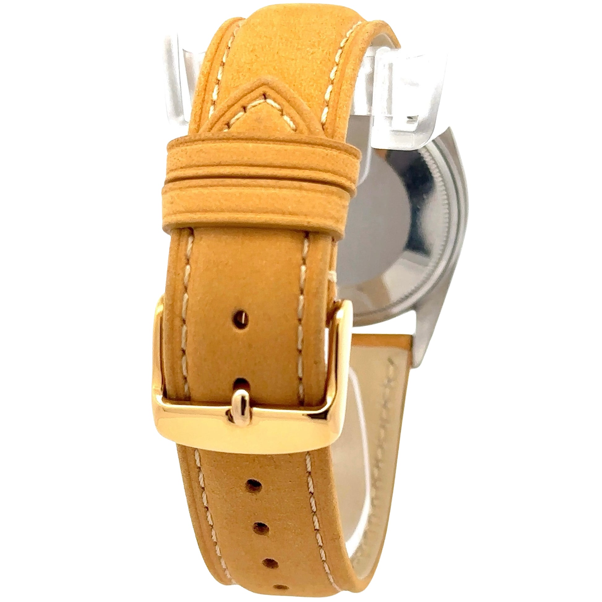 Back of Leather band with yellow gold clasp
