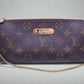 Brown Monogram Louis Vuitton clutch with gold strap