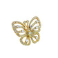 diagonal view of diamond yellow gold butterfly ring
